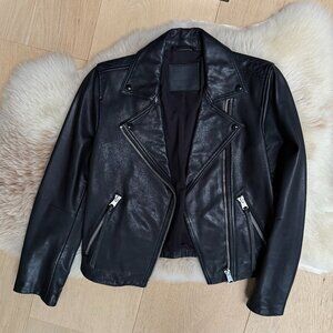 AllSaints Black Leather Biker Jacket